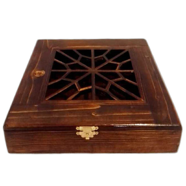 Four-Slot Wooden Tea Box – Functional and Space-Saving