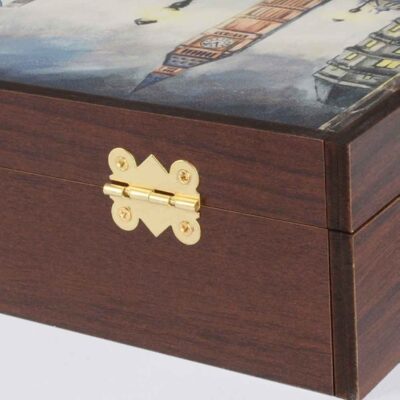 Traditional Pattern Tea Box with Four Compartments