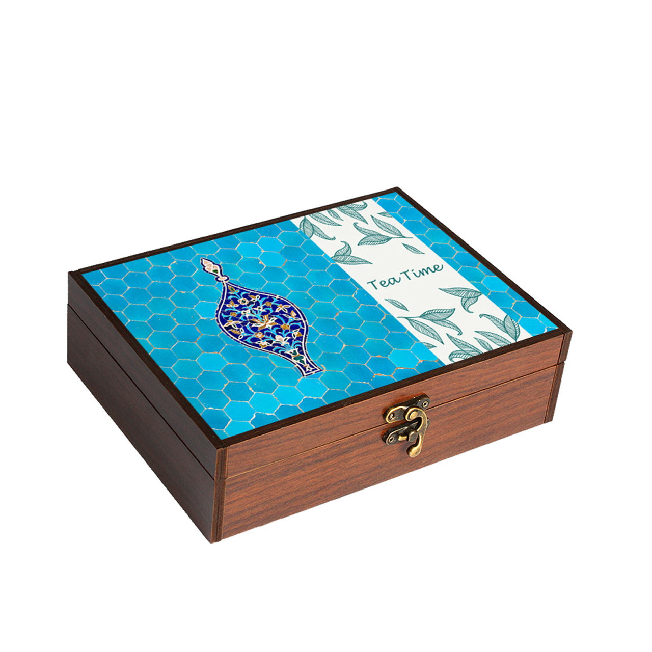 Wooden Tea Bag Organizer Box 4-Compartment Traditional Design