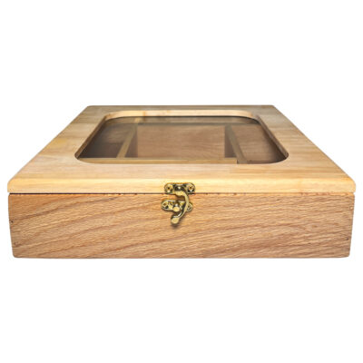 Wooden Tea Bag Organizer Box 5-Compartment Multi-Functional