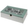 White and Turquoise 6-Compartment Tea Bag Holder