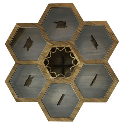 Wooden Tea Bag Organizer Box 6-Compartment with Warmer