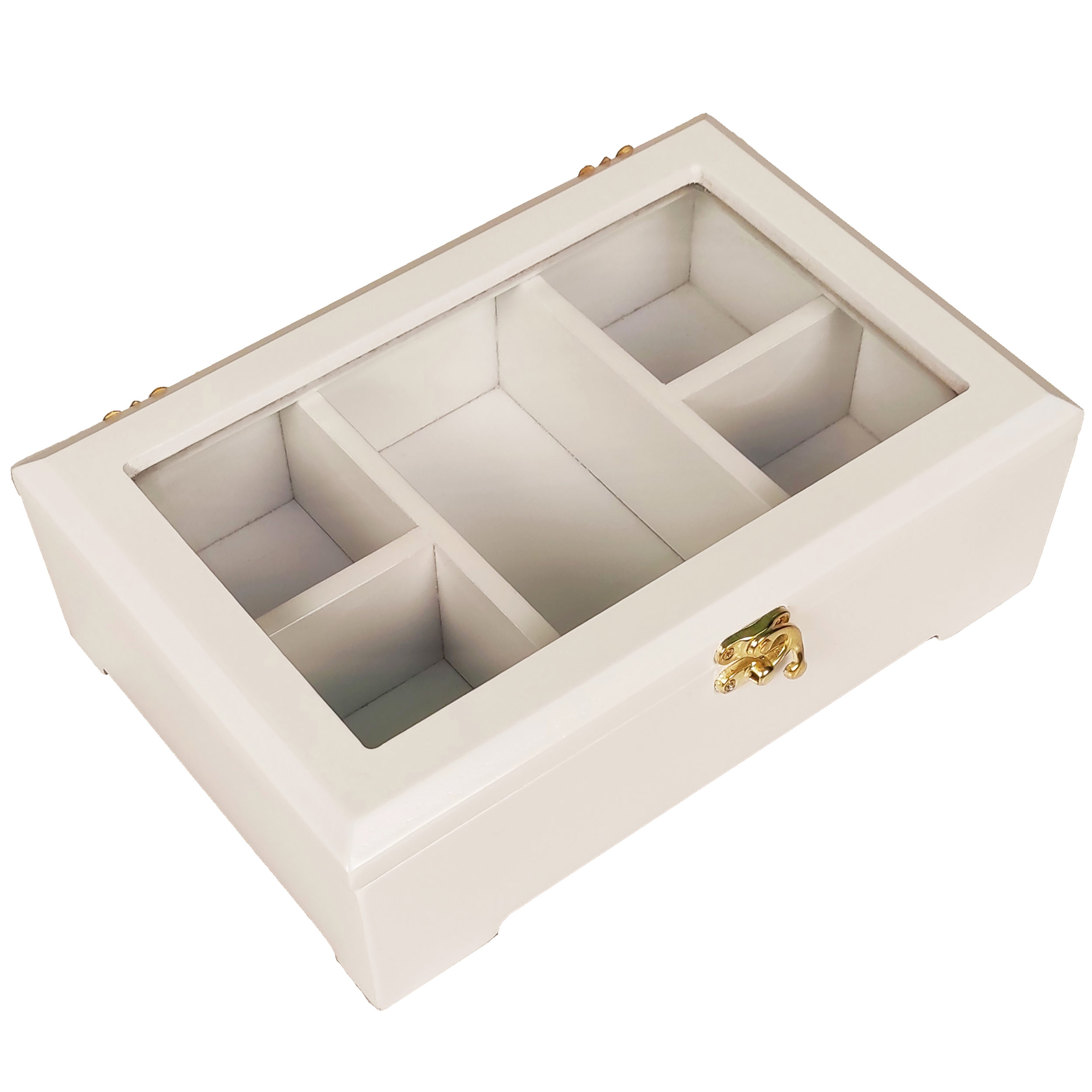 Wooden Tea Bag Organizer Box with Clear Top Window