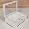 Wooden Tea Bag Organizer Box with Clear Top Window