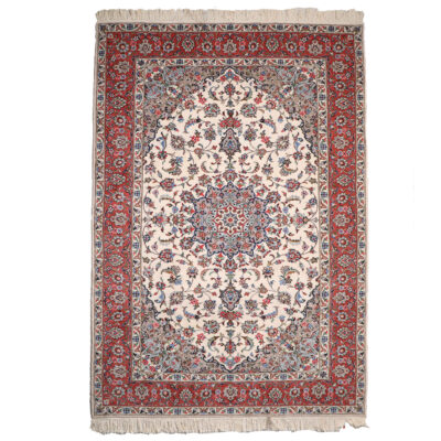 Authentic Persian Carpet with Wool Hand-Knotted in Ardakan Lachak Toranj