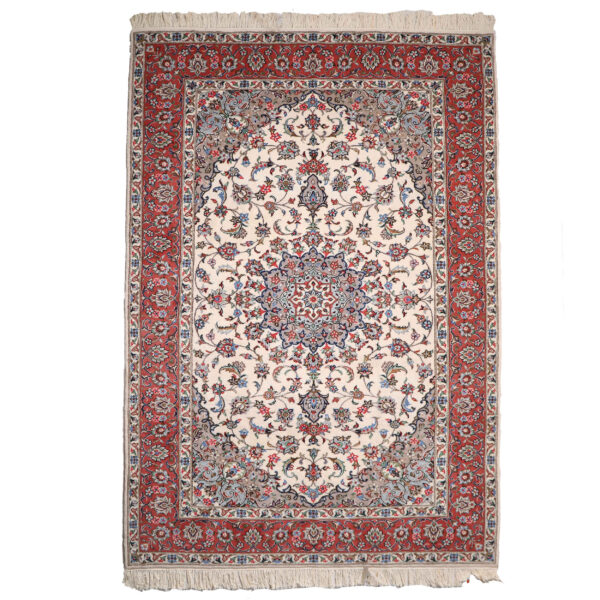 Authentic Persian Carpet with Wool Hand-Knotted in Ardakan Lachak Toranj
