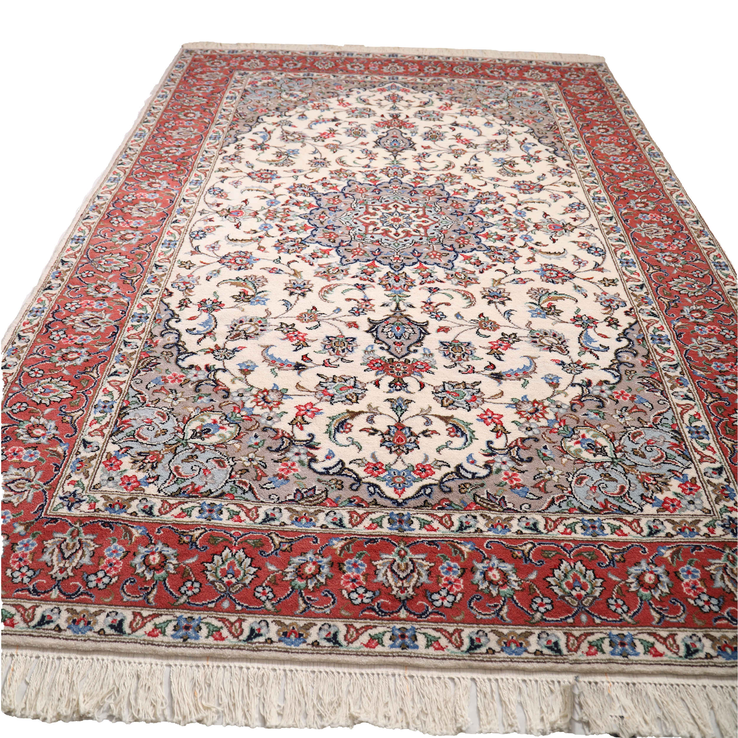 Authentic Persian Carpet with Wool Hand-Knotted in Ardakan Lachak Toranj