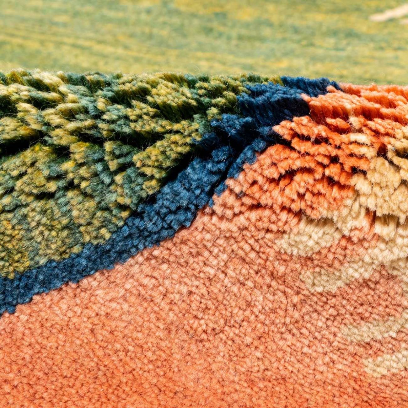 Genuine Persian Gabbeh Wool Rug Handwoven in Fars Geometric