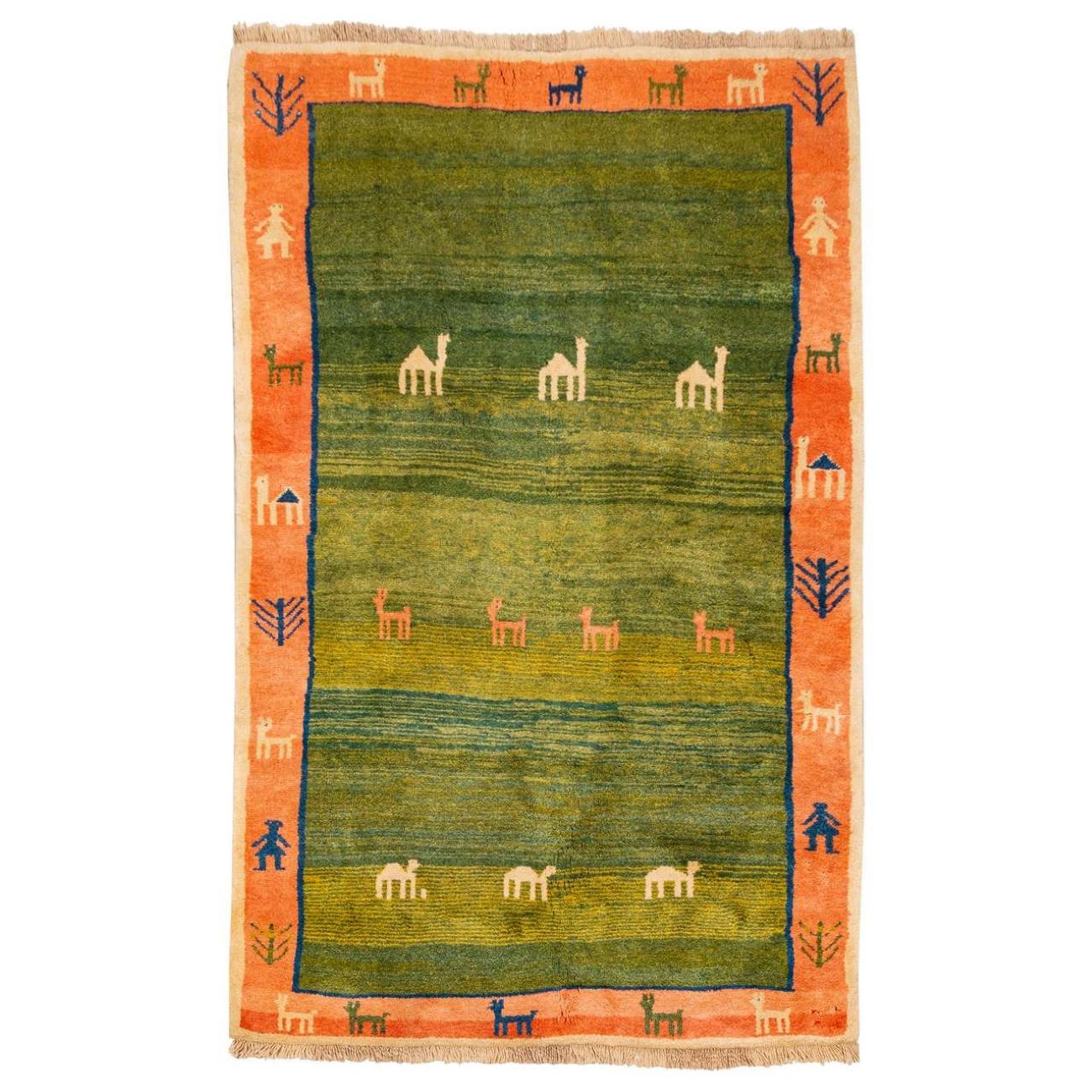 Genuine Persian Gabbeh Wool Rug Handwoven in Fars Geometric