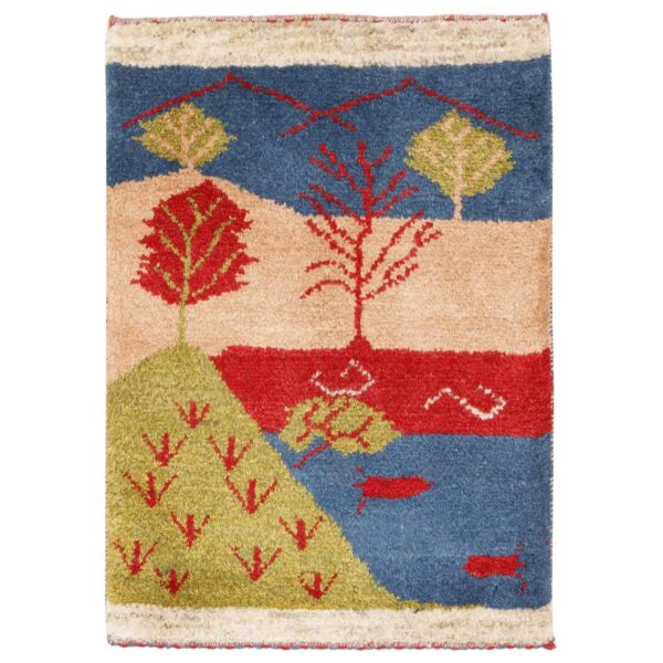 Genuine Persian Gabbeh Wool Rug Handwoven in Shiraz Tree Motifs