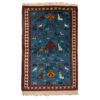 Authentic Persian Wool Carpet Hand-Knotted in Khorasan Animal Motifs Blue