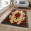 Authentic Persian Wool Carpet Hand-Knotted in Shiraz Floral Cream