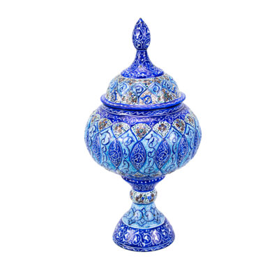 Handcrafted Persian Copper Sugar Bowl with Lid – Minakari Enameled