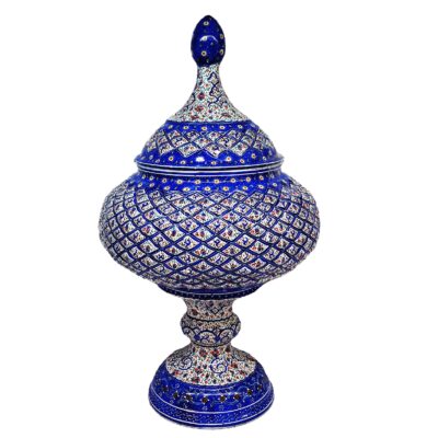 Handcrafted Persian Copper Sugar Bowl with Lid – Minakari Enameled Elegance