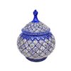 Handcrafted Persian Copper Sugar Bowl with Lid - Minakari Enameled Blue