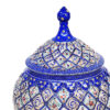 Handcrafted Persian Copper Sugar Bowl with Lid - Minakari Enameled Blue