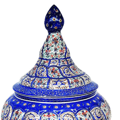 Handcrafted Persian Copper Sugar Bowl with Lid – Minakari Enameled Elegance