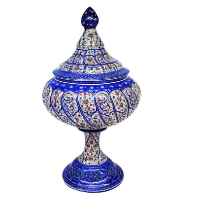 Handcrafted Persian Copper Sugar Bowl with Lid – Minakari Enameled Elegance