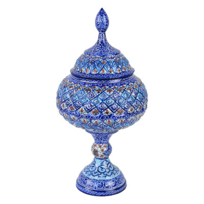 Handcrafted Persian Copper Sugar Bowl with Lid – Minakari Enameled Eslimi