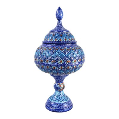 Handcrafted Persian Copper Sugar Bowl with Lid – Minakari Enameled Shams
