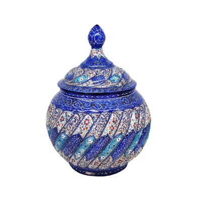 Handcrafted Persian Copper Sugar Bowl with Lid – Minakari Enameled