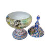 Handcrafted Persian Copper Sugar Bowl with Lid - Minakari Enameled Tarkibi