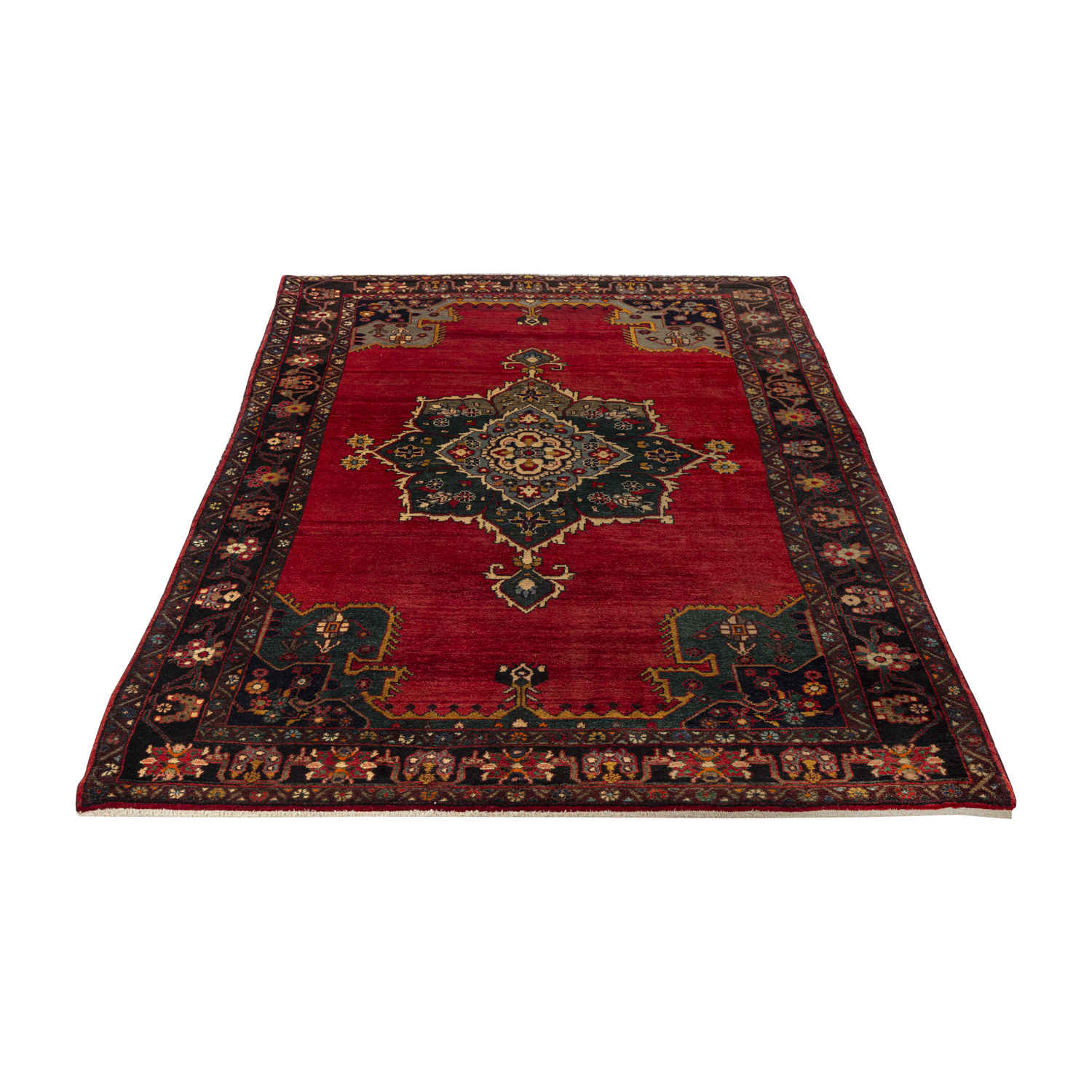 Genuine Persian Carpet with Wool Hand-Knotted in Kermanshah Lachak Toranj