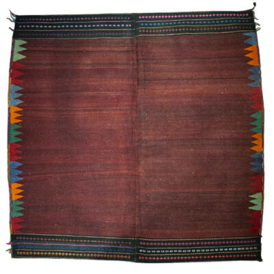 Genuine Persian Cotton Kilim Rug Handwoven in Kerman Crimson