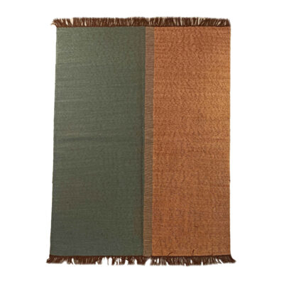 Genuine Persian Wool Kilim Rug Handwoven in Khorasan Green & Brown