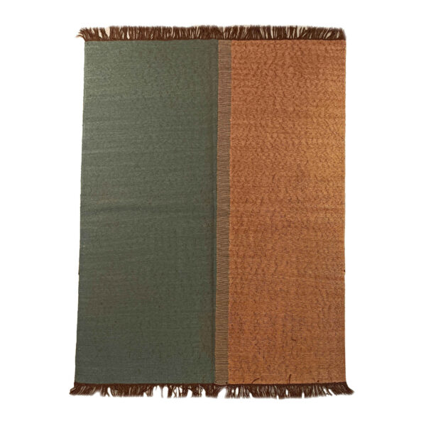 Genuine Persian Wool Kilim Rug Handwoven in Khorasan Green & Brown