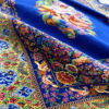Genuine Persian Silk Carpet Hand-Knotted in Ghom Floral Blue