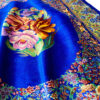 Genuine Persian Silk Carpet Hand-Knotted in Ghom Floral Blue
