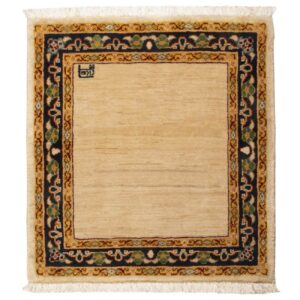 Genuine Persian Wool Carpet Hand-Knotted Bordered Cream