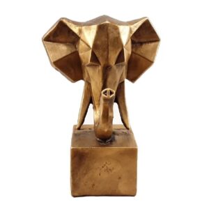 Geometric Golden Rhinoceros Cubism Figurine – Artistic Highlight