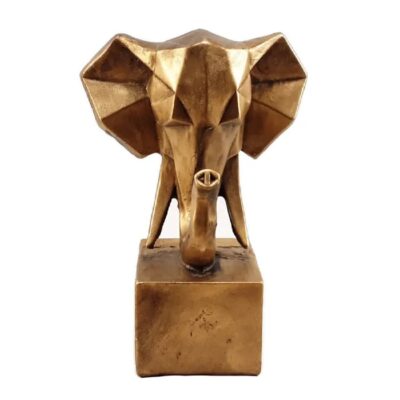 Geometric Golden Rhinoceros Cubism Figurine – Artistic Highlight