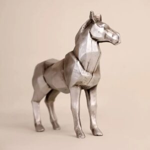 Geometric Horse Figurine Silver for Home Decor