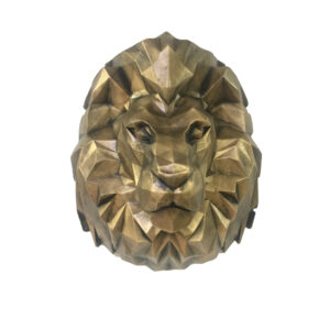 Geometric Lion Cubism Figurine Golden – Cubist Art Sculpture