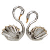 Geometric Swan Cubism Figurine Silver 2 Pcs - Elegant Animal Sculptures