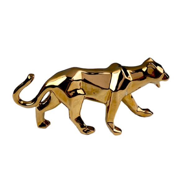 Geometric Tiger Cubism Figurine Golden - Modern Cubist Figure