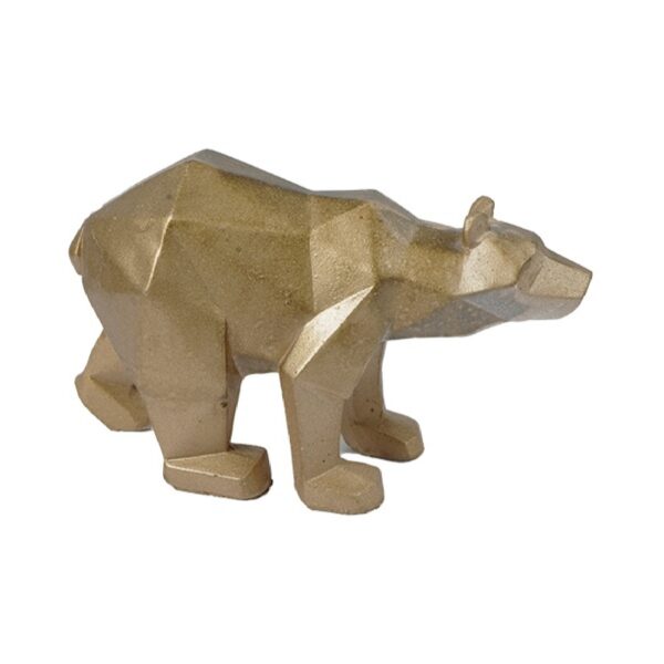 Geometric Golden Bear Cubism Figurine - Unique Accent