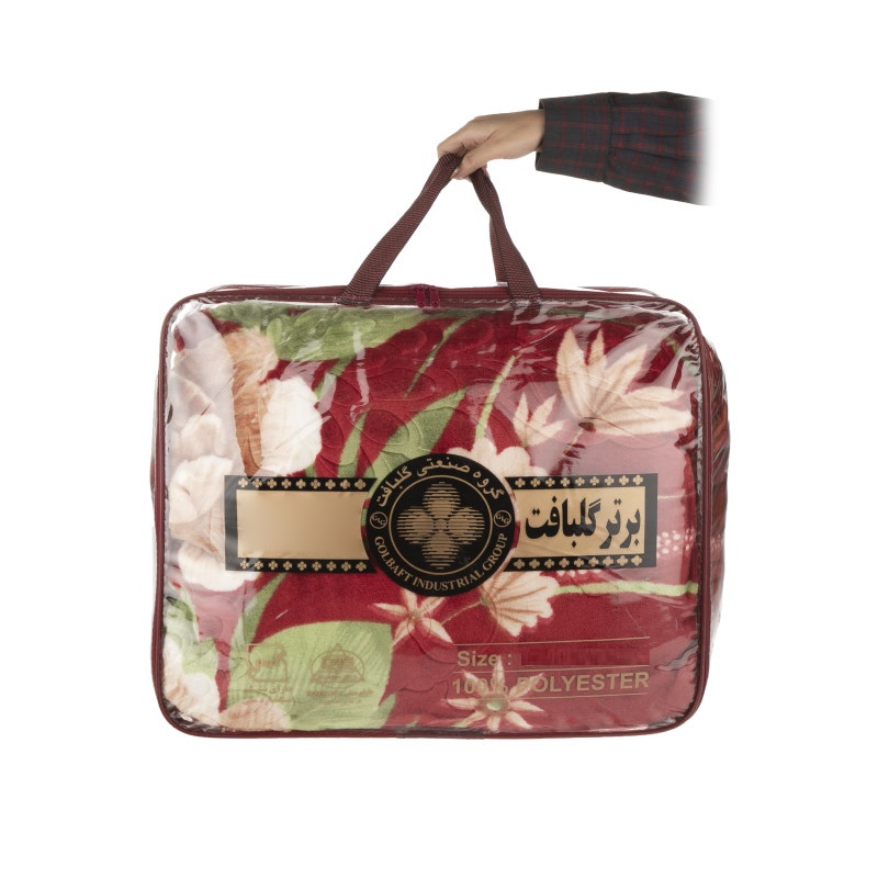 Golbaft Persian Single Bed Blanket Floral Design Red