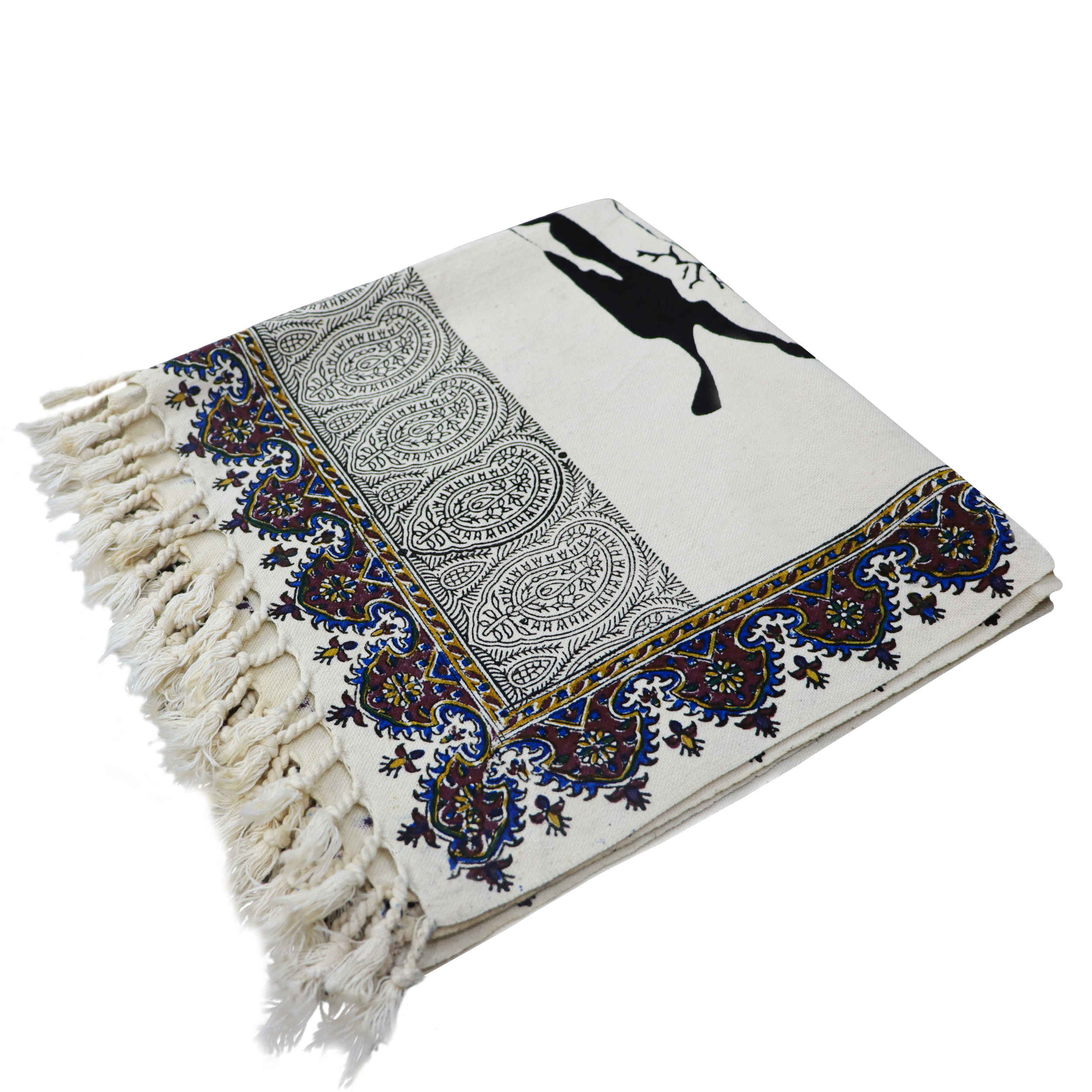 Islamic Prayer Mat Padded Sajadah Kalamkari Khajoo Bridge Gray