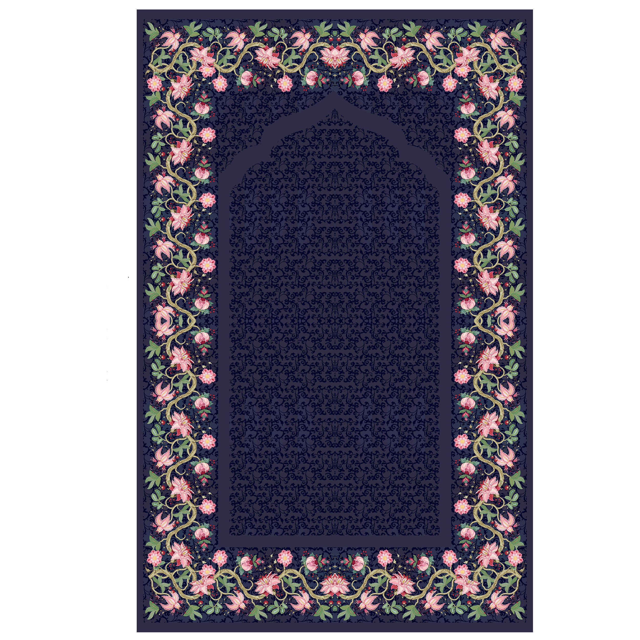 Islamic Prayer Mat Sajadah for Muslims Floral Bordered