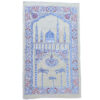 Islamic Prayer Mat Padded Sajadah in Velvet Minaret Cream & Blue