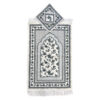 Islamic Prayer Mat Padded Velvet Sajadah Floral Design Gray
