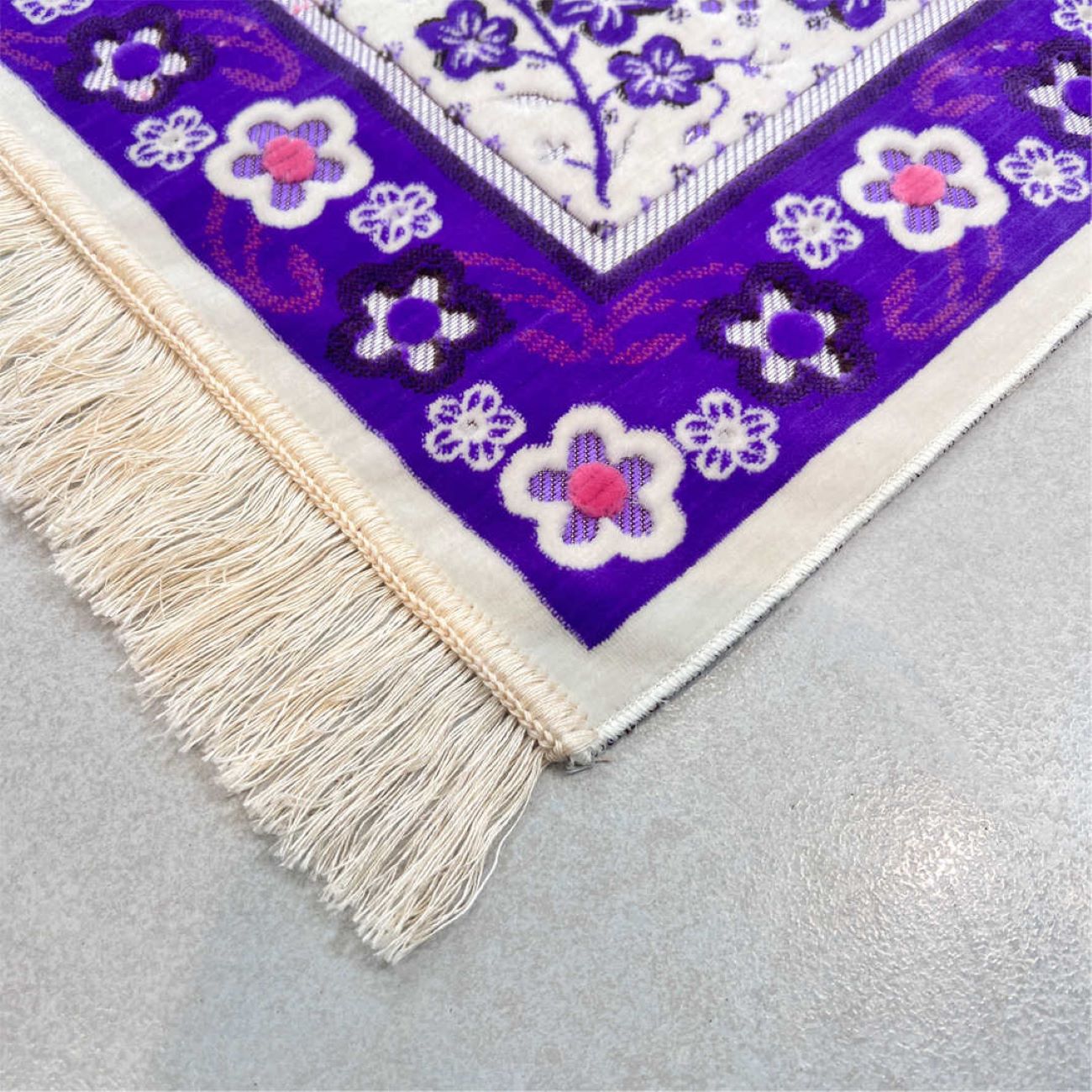 Islamic Prayer Mat Padded Janamaz Floral Bordered Purple