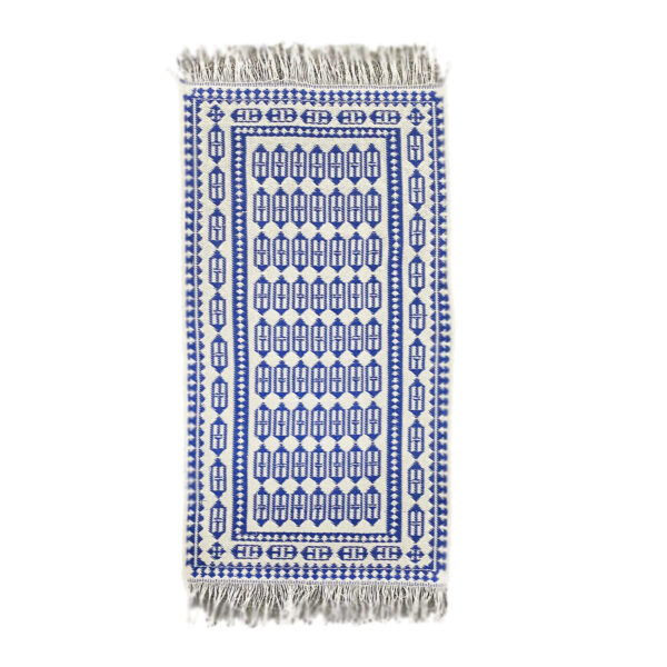 Persian Prayer Rug Handwoven Sajada Blue & White