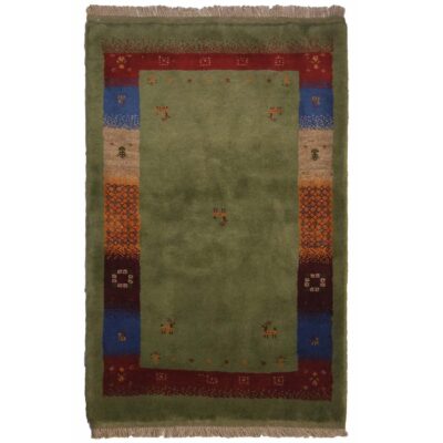 Persian Gabbeh Wool Rug Handwoven in Fars Kashkuli Bordered