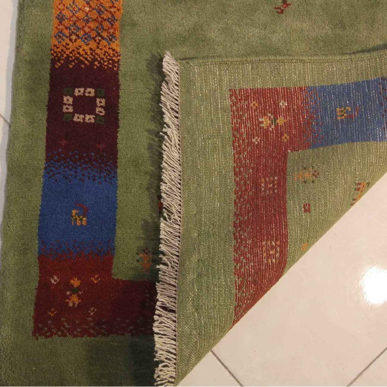Persian Gabbeh Wool Rug Handwoven in Fars Kashkuli Bordered