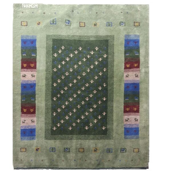 Persian Gabbeh Wool Rug Handwoven in Fars Kashkuli Animal Motifs